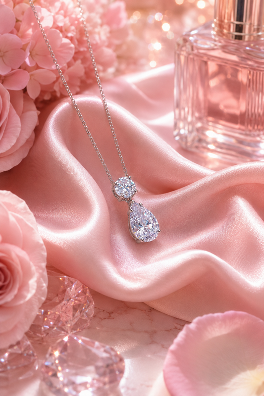 Célestial S925 Silver Crushed Ice Pear Cut Necklace