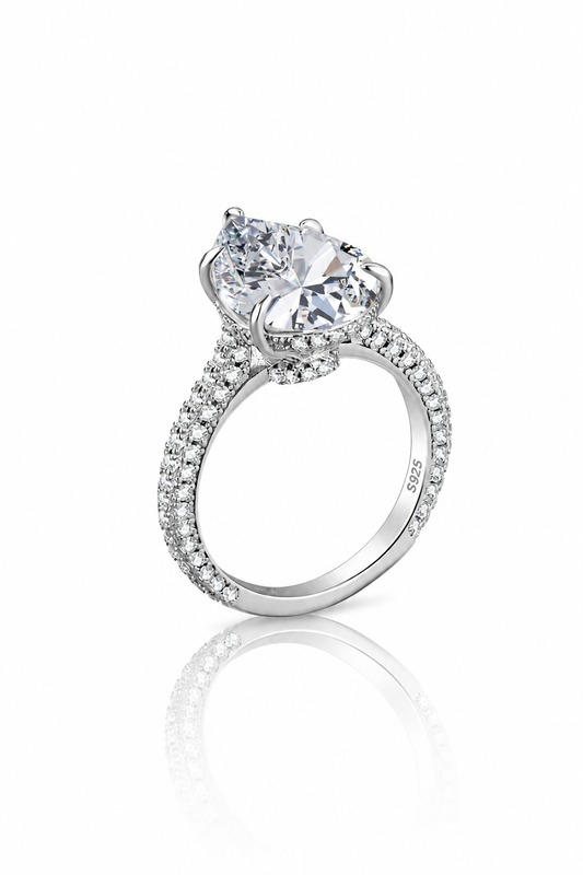 Ophélia II S925 Silver Hidden Halo Pear Cut Ring