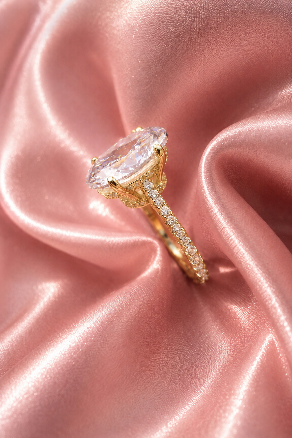 Odessa 14k Gold Hidden Halo Oval Ring