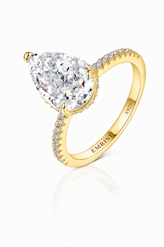 Ophélia 14k Gold Hidden Halo Pear Cut Ring