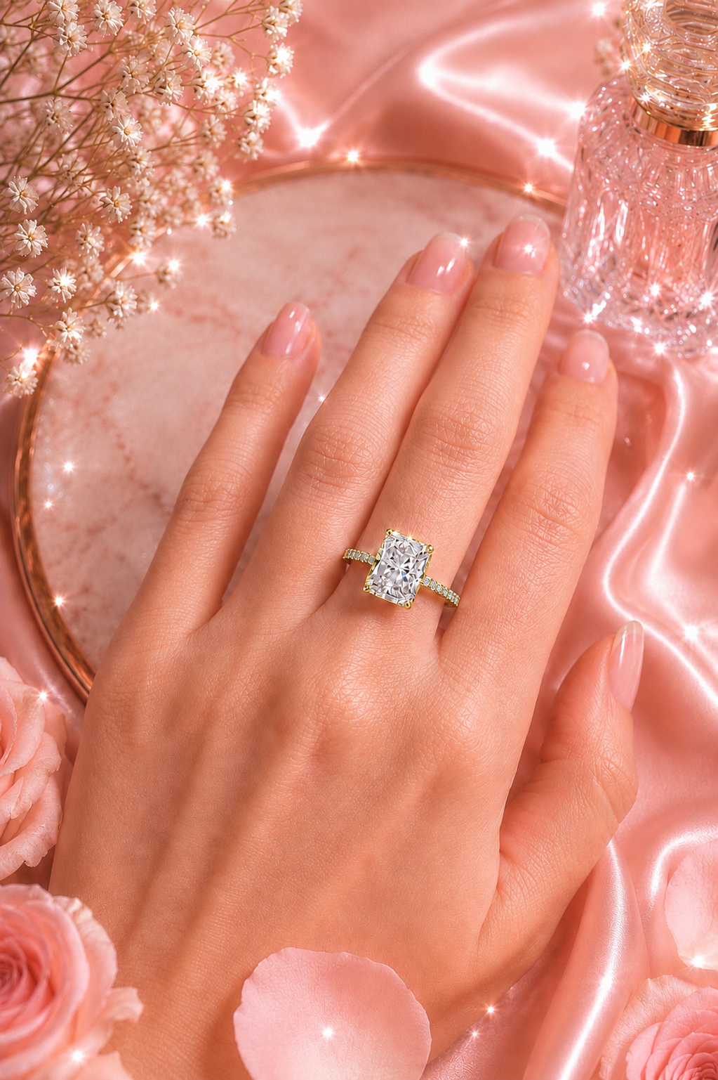 Isabèlle Célestial 14k Gold Crushed Ice Radiant Cut Ring