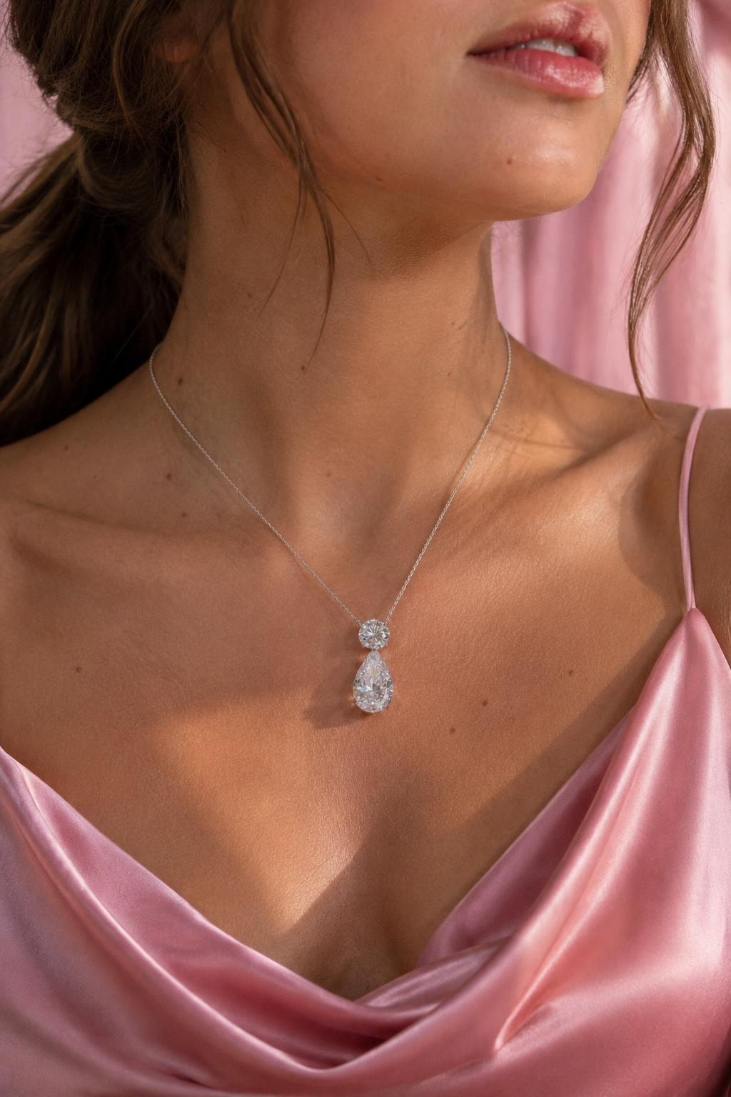 CΓ©lestial S925 Silver Crushed Ice Pear Cut Necklace