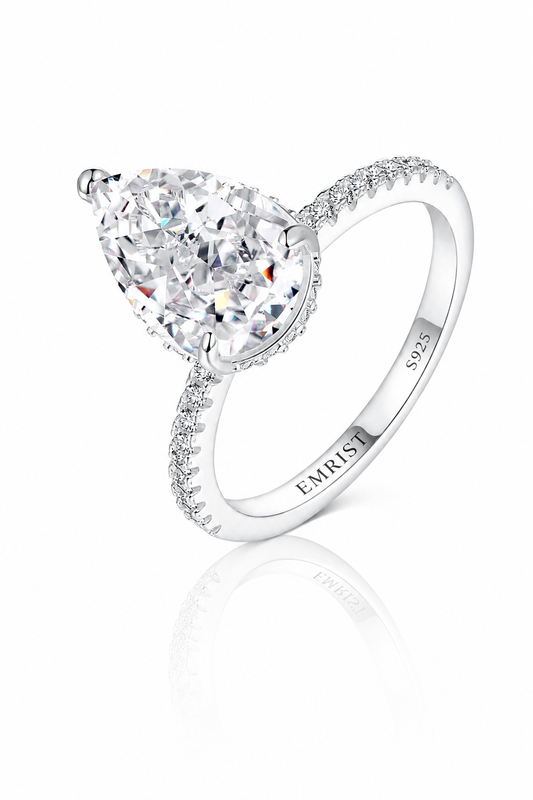 Ophélia S925 Silver Hidden Halo Pear Cut Ring