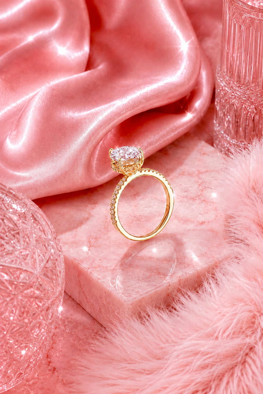 Ophélia 14k Gold Hidden Halo Pear Cut Ring