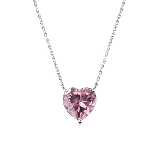 AurΓ©lia 925 Sterling Silver Pink Heart Necklace