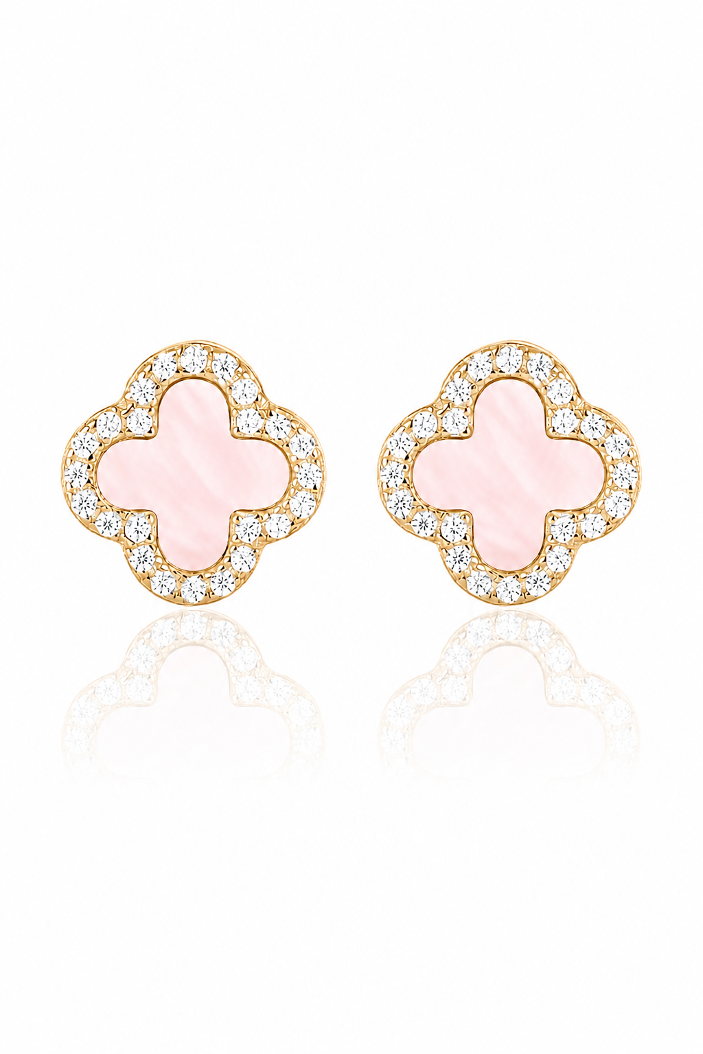 Atèlier 14k Gold Pink Jade Clover Earrings