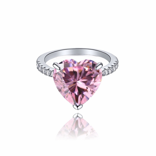 Aurélia 925 Sterling Silver Pink Heart Ring