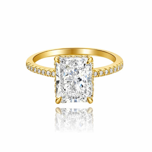 Meéra Hidden Halo 14k Gold Radiant Cut Ring