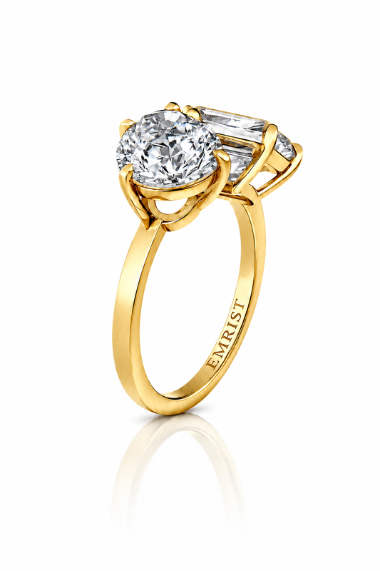 Célestial 14k Gold Crushed Ice Two Stone Ring