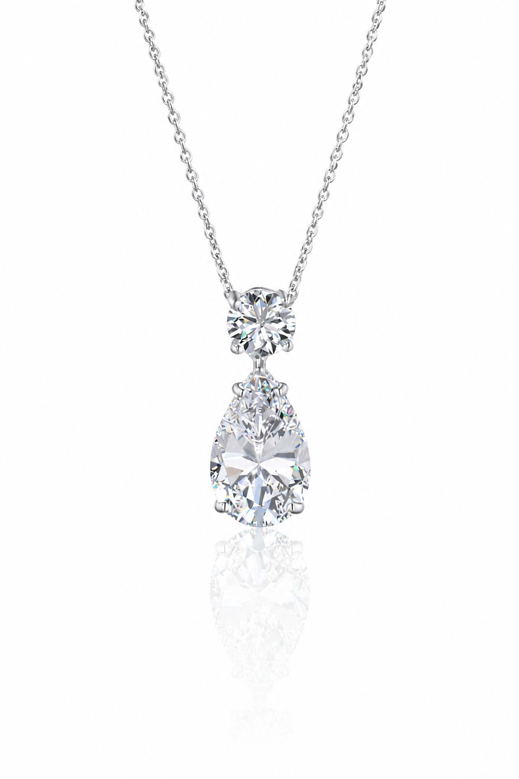 Célestial S925 Silver Crushed Ice Pear Cut Necklace