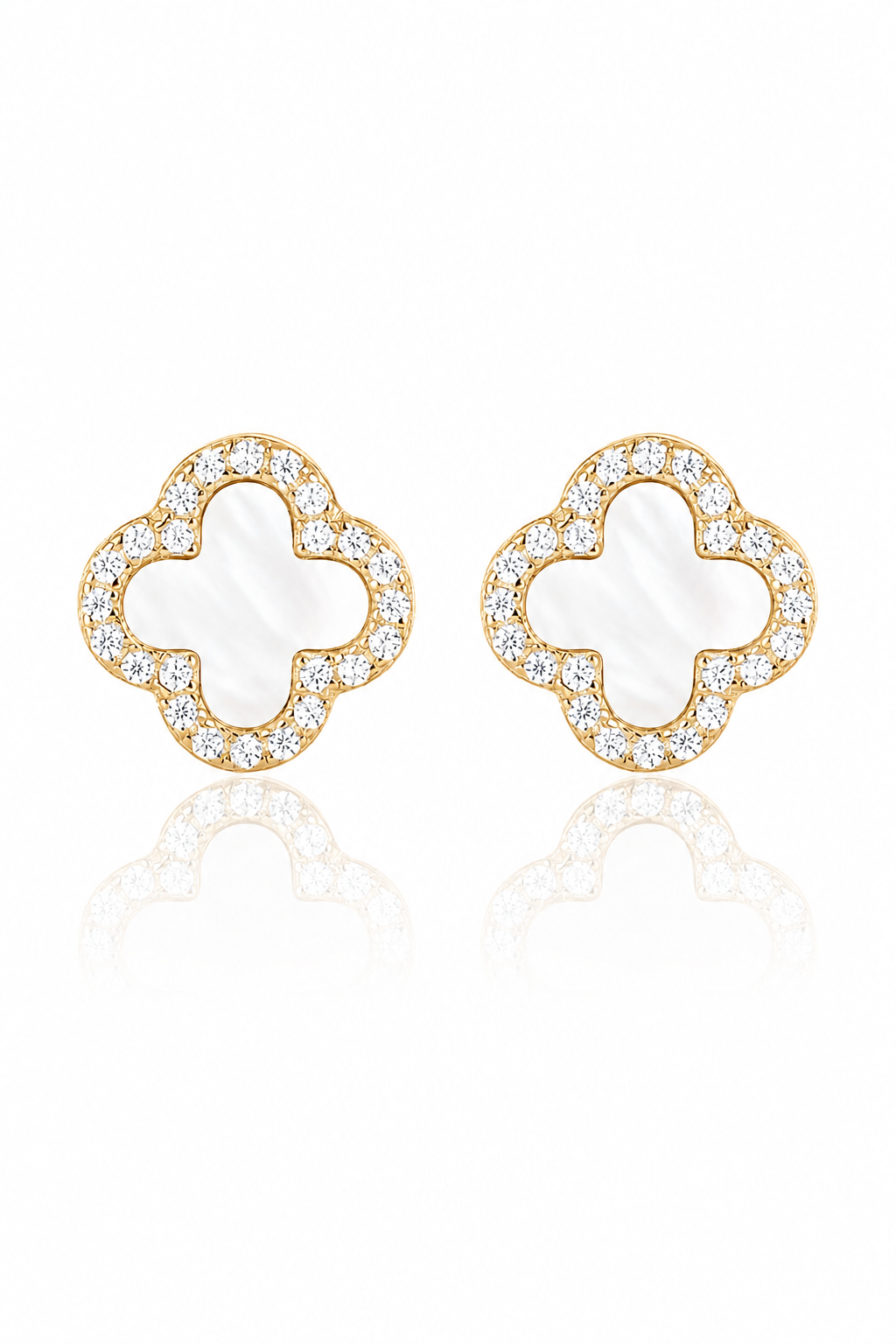 Atèlier 14k Gold White Jade Clover Earrings