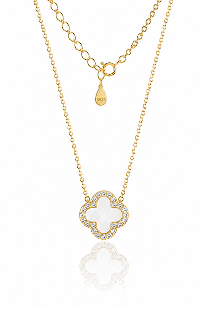 Atèlier 14k Gold White Jade Clover Necklace