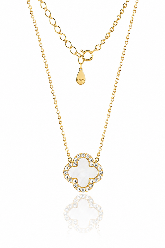 Atèlier 14k Gold White Jade Clover Necklace