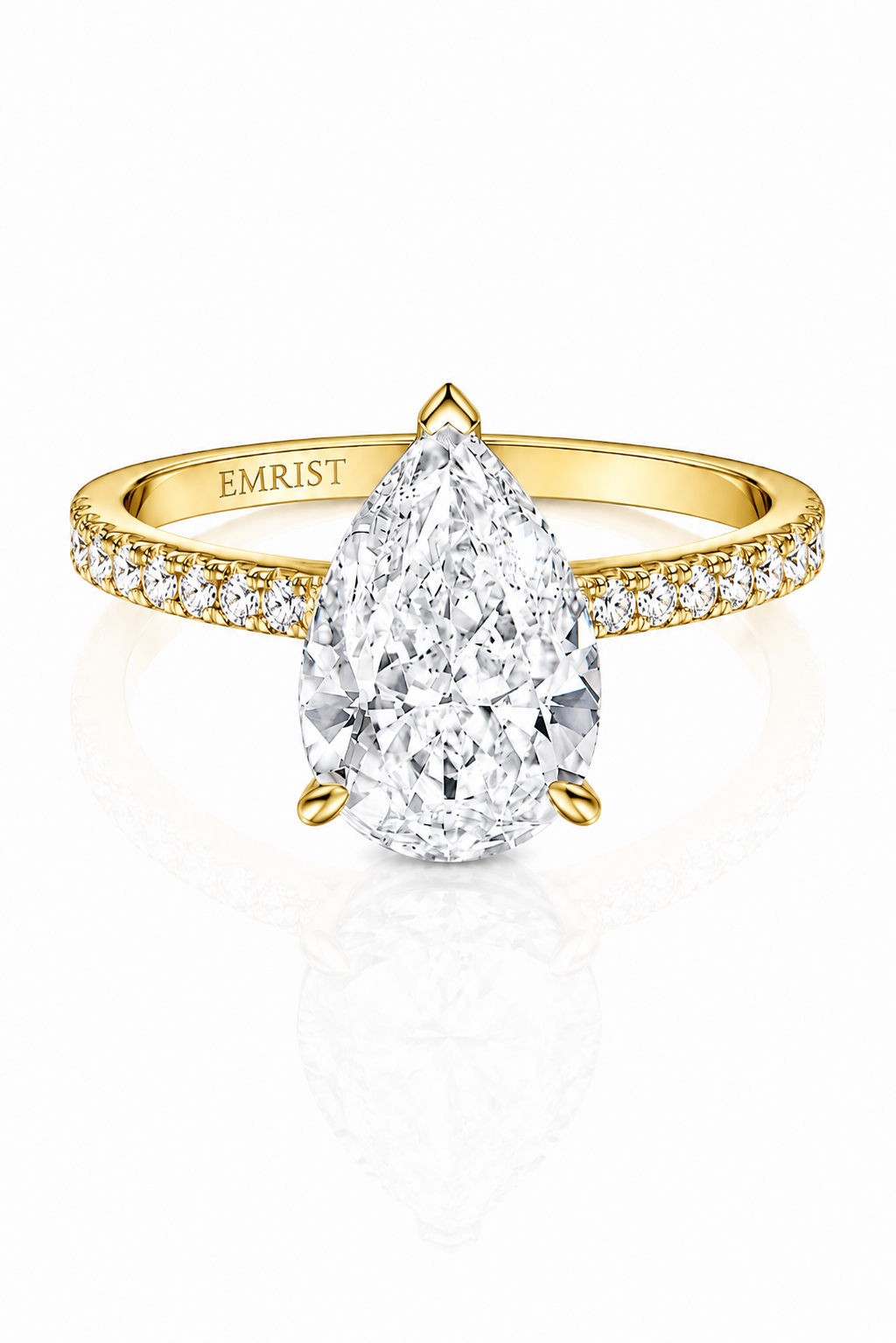 Ophélia 14k Gold Hidden Halo Pear Cut Ring