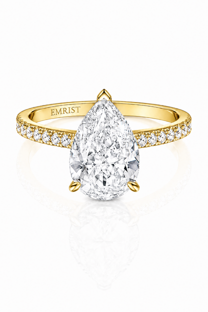 Ophélia 14k Gold Hidden Halo Pear Cut Ring