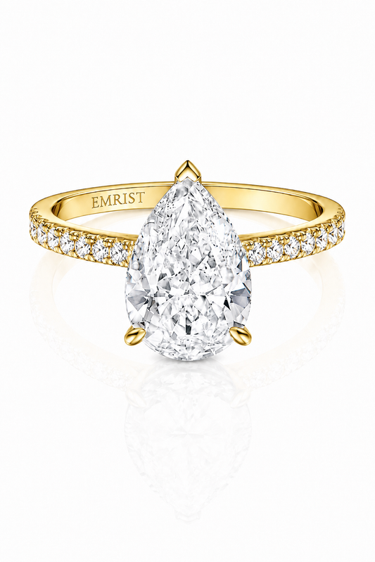 Ophélia 14k Gold Hidden Halo Pear Cut Ring