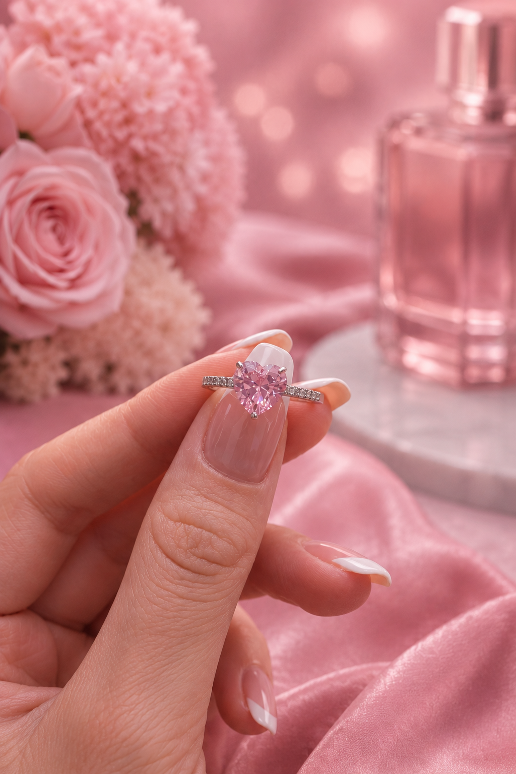 Aurélia S925 Silver Pink Heart Ring