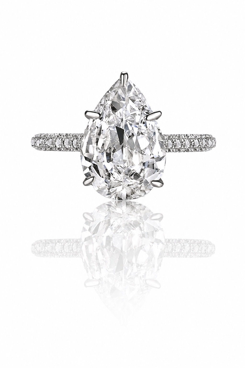 Ophélia II S925 Silver Hidden Halo Pear Cut Ring