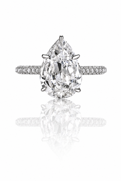 Ophélia II S925 Silver Hidden Halo Pear Cut Ring