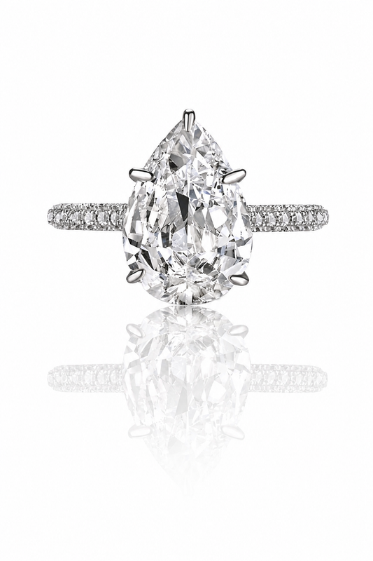 Ophélia II S925 Silver Hidden Halo Pear Cut Ring