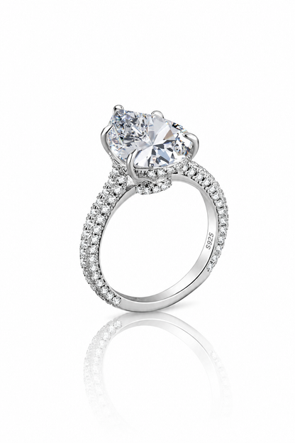 Ophélia II S925 Silver Hidden Halo Pear Cut Ring