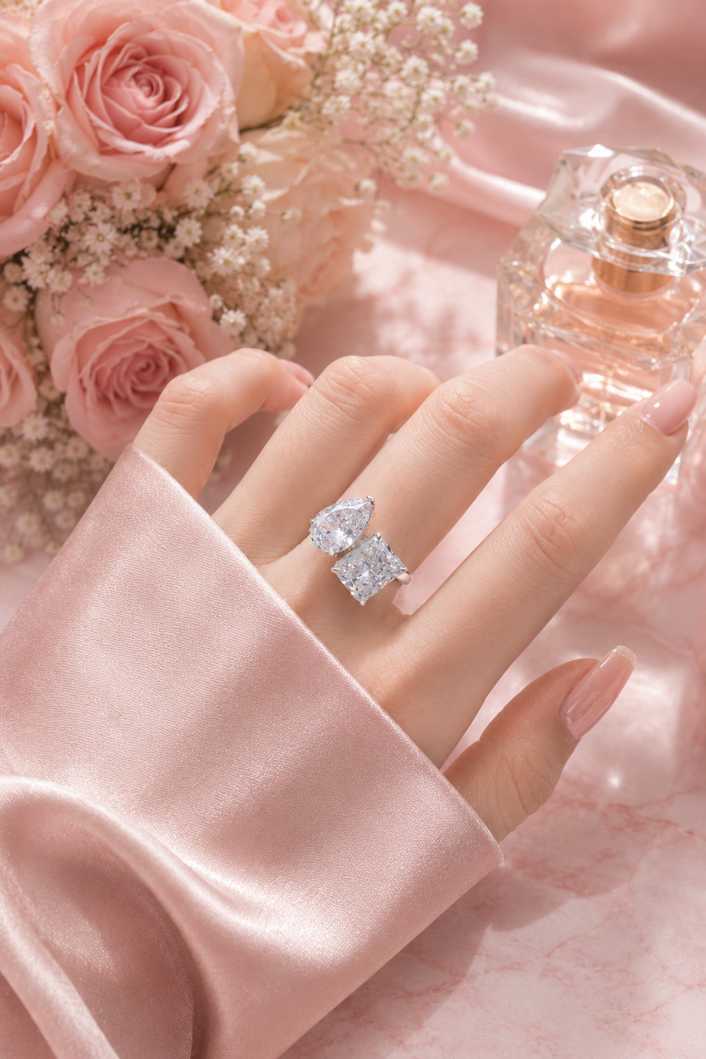 Célestial S925 Silver Crushed Ice Two Stone Ring