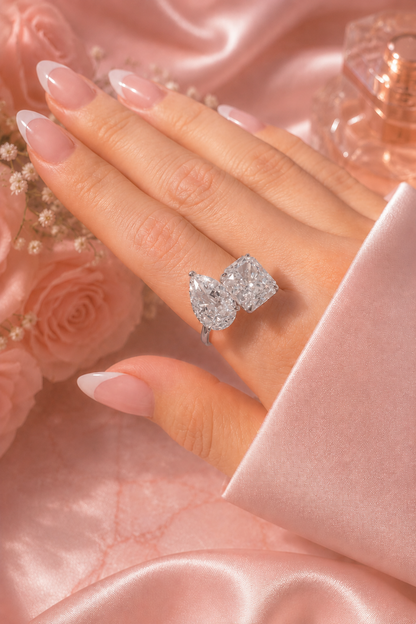 Célestial S925 Silver Crushed Ice Two Stone Ring