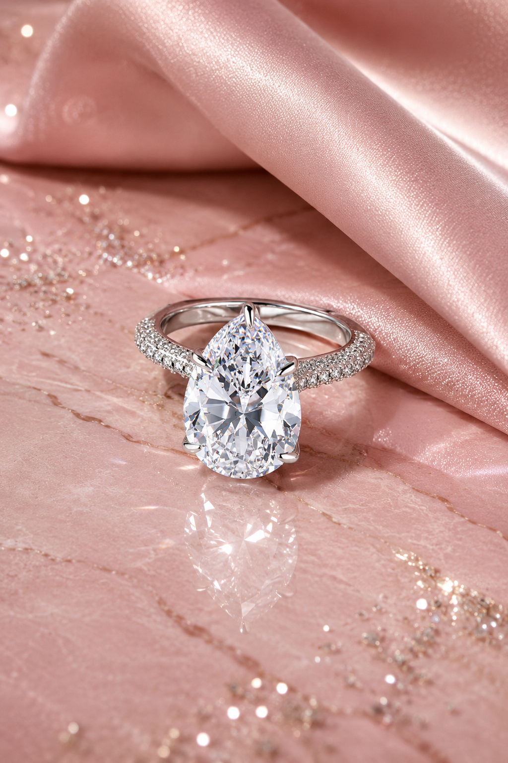 Ophélia II S925 Silver Hidden Halo Pear Cut Ring