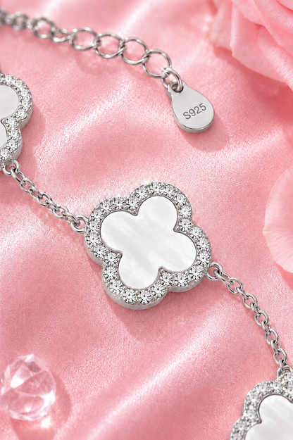 Atèlier S925 Silver White Jade Clover Bracelet