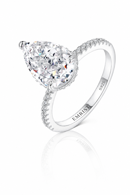 Ophélia S925 Silver Hidden Halo Pear Cut Ring