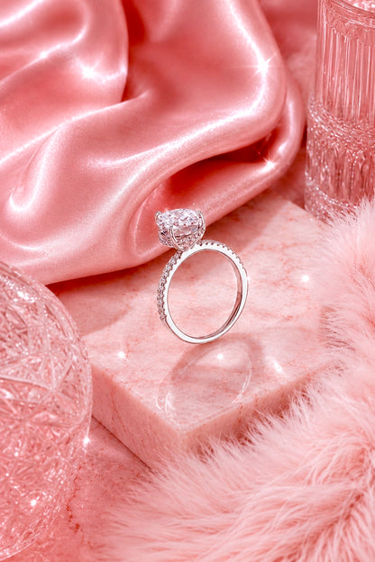 Ophélia S925 Silver Hidden Halo Pear Cut Ring