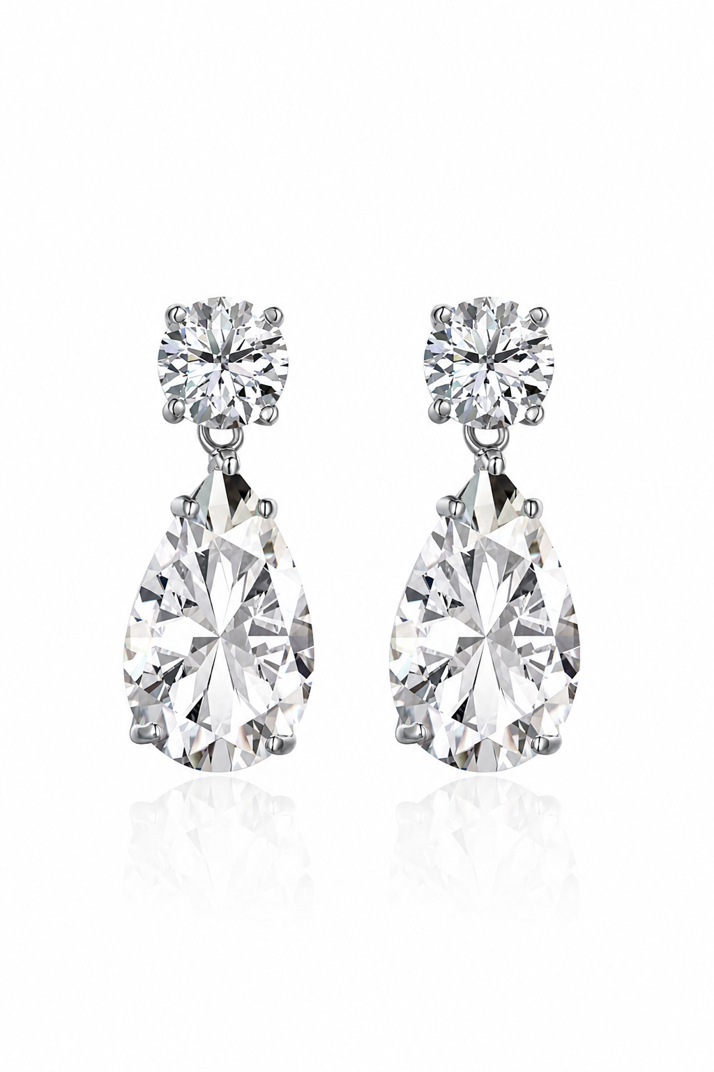 Célestial S925 Silver Crushed Ice Pear Cut Earrings
