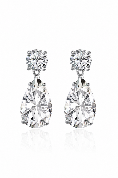 Célestial S925 Silver Crushed Ice Pear Cut Earrings