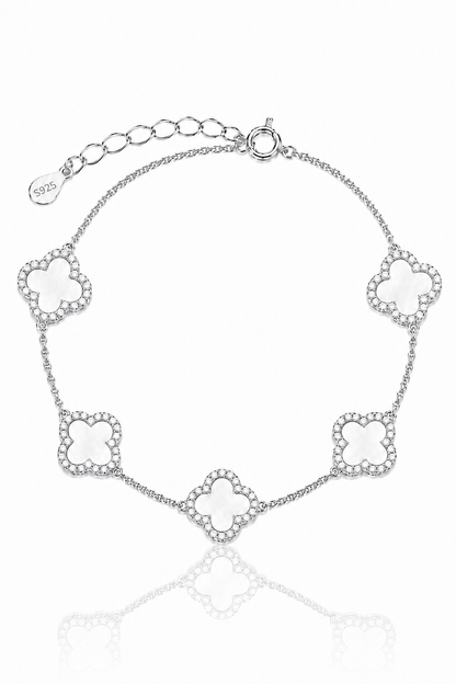 Atèlier S925 Silver White Jade Clover Bracelet