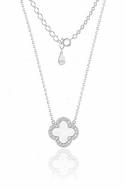 Atèlier S925 Silver White Jade Clover Necklace