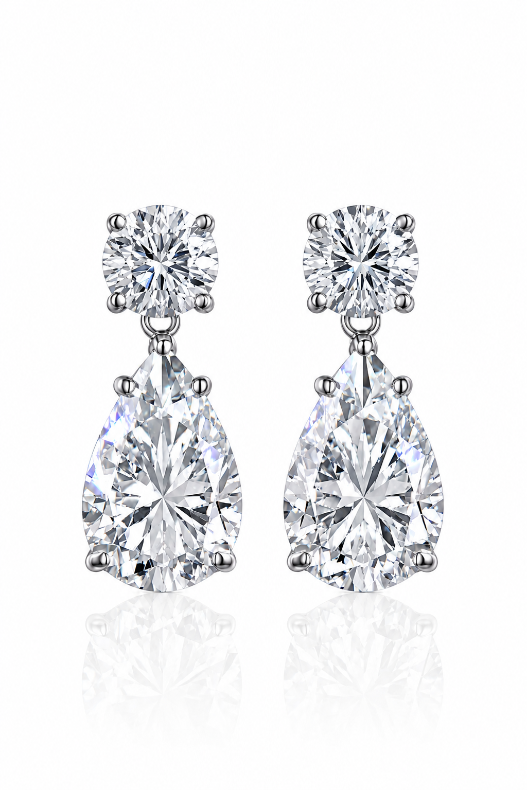 Célestial S925 Silver Crushed Ice Pear Cut Earrings
