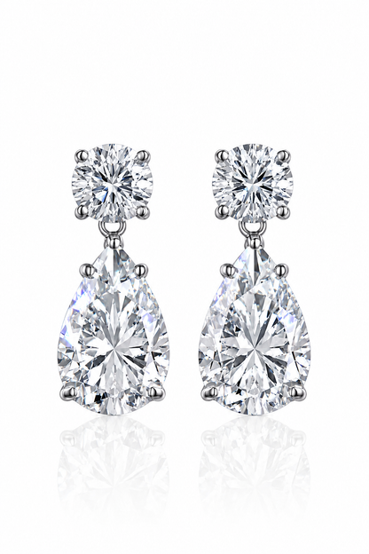 Célestial S925 Silver Crushed Ice Pear Cut Earrings