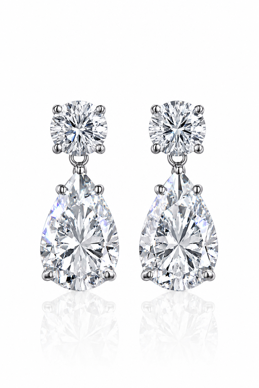 Célestial S925 Silver Crushed Ice Pear Cut Earrings