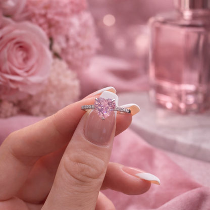 Aurélia 925 Sterling Silver Pink Heart Ring