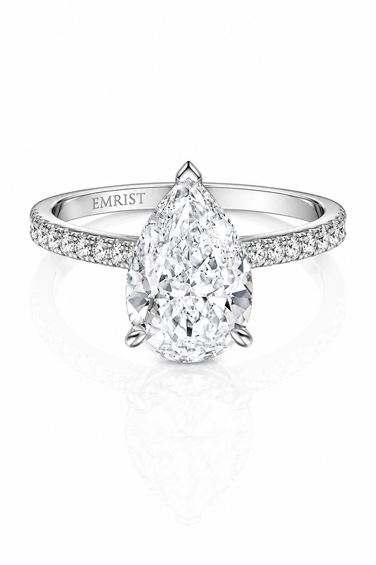 Ophélia S925 Silver Hidden Halo Pear Cut Ring
