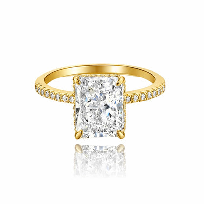 Meéra Hidden Halo 14k Gold Radiant Cut Ring