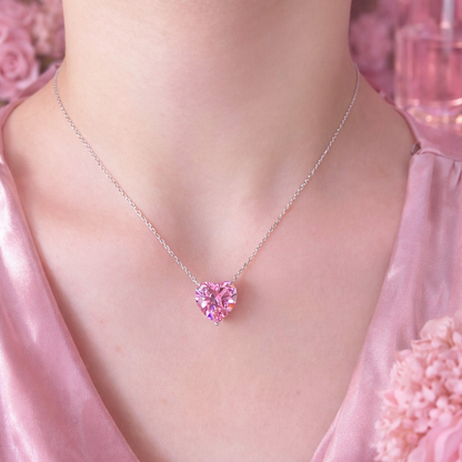 Aurélia 925 Sterling Silver Pink Heart Necklace