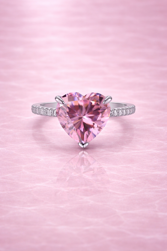 Aurélia 925 Sterling Silver Pink Heart Ring