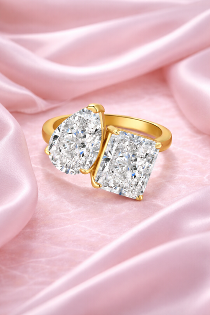 Celestíal Gold Crushed Ice Two Stone Ring