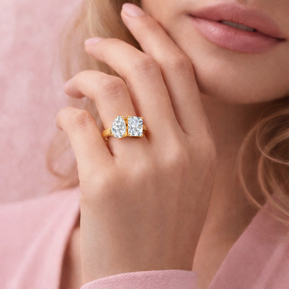 Celestíal Gold Crushed Ice Two Stone Ring