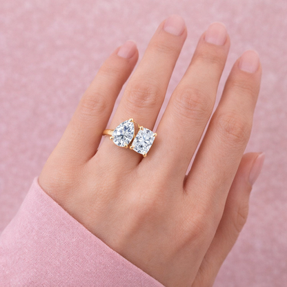 Celestíal Gold Crushed Ice Two Stone Ring