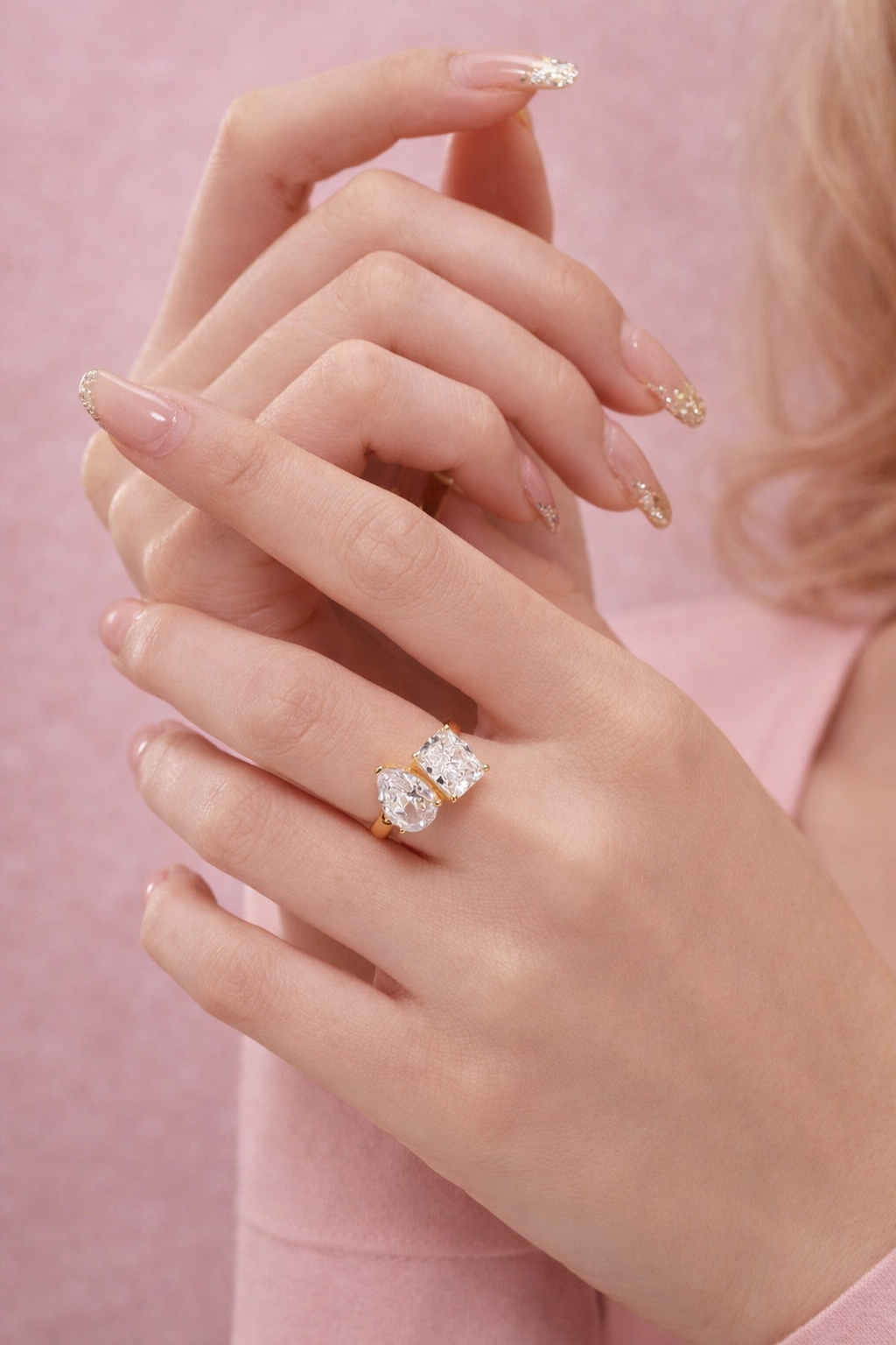 Celestíal Gold Crushed Ice Two Stone Ring