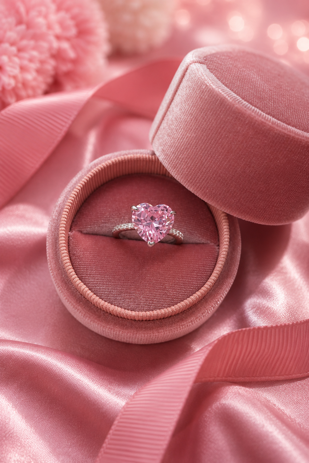 Aurélia S925 Silver Pink Heart Ring