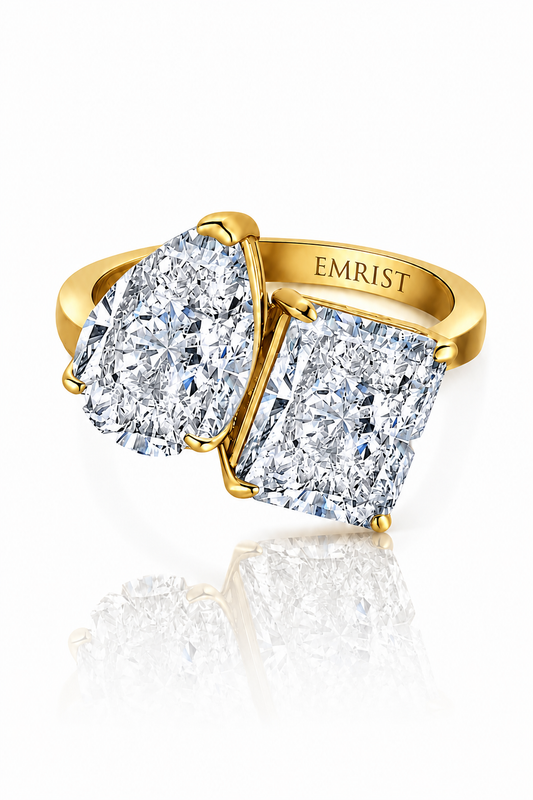 Célestial 14k Gold Crushed Ice Two Stone Ring