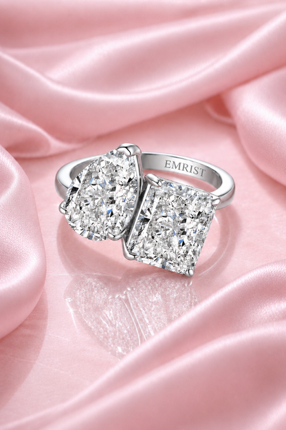 Célestial S925 Silver Crushed Ice Two Stone Ring
